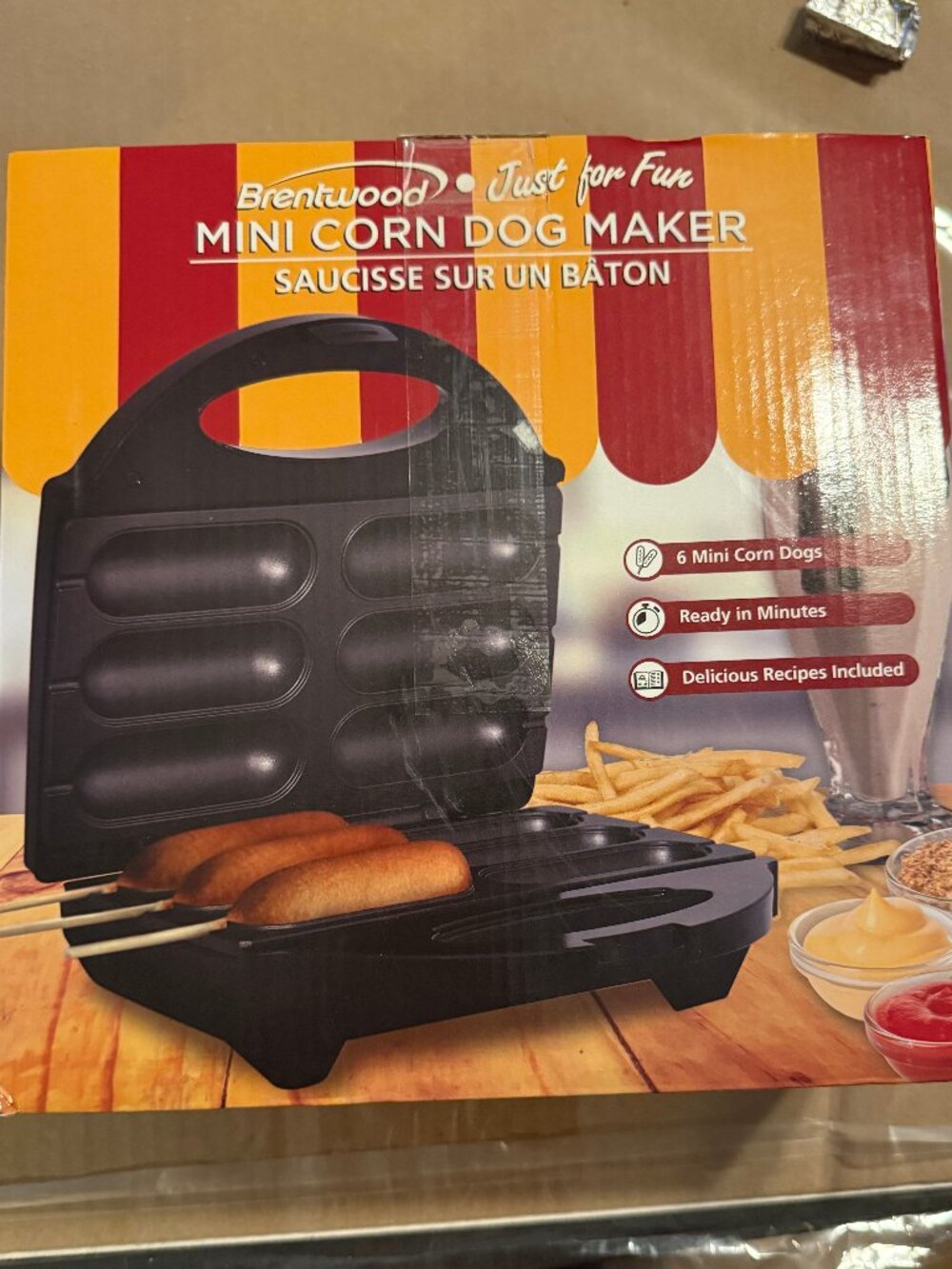 Brentwood Just For Fun Mini Corn Dog Maker TS-601S Stainless Steel Non-Stick NEW